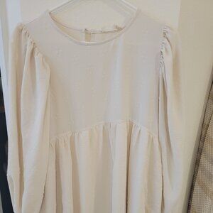 Altar’d State Cream Long Sleeve Dress with Textured Pattern All Over